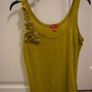 Light Green Tank Top with Fabric Floral Decoration